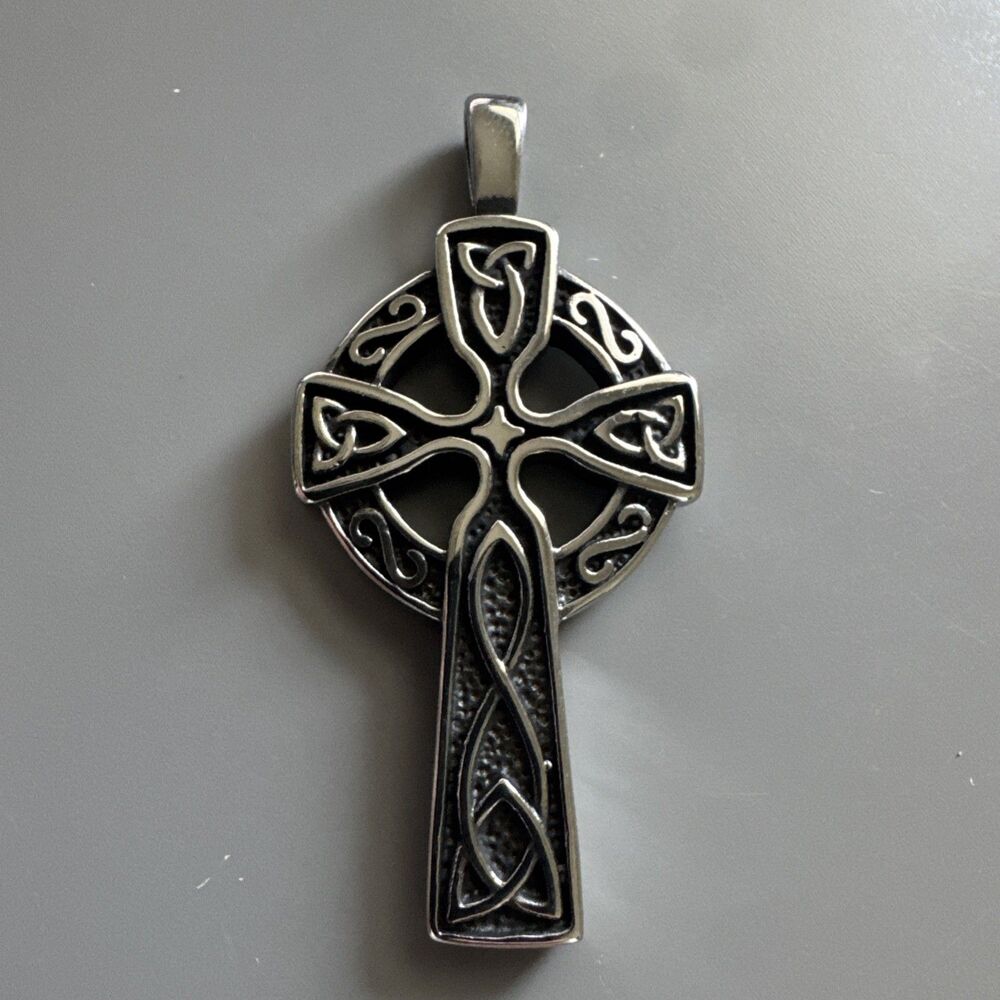 Celtic Cross Pendant Halo Gold/Silver Stainless Steel 24 Inch Chain Unisex Gift